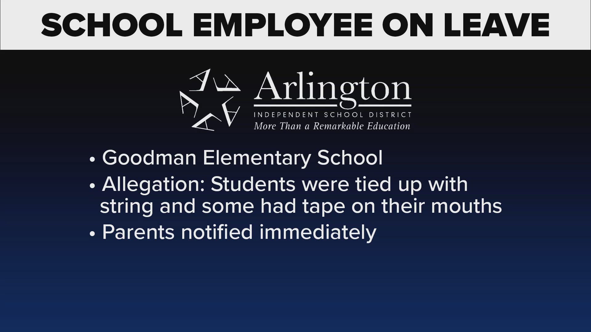 The report stated some students were tied up with a string and had tape over their mouths.