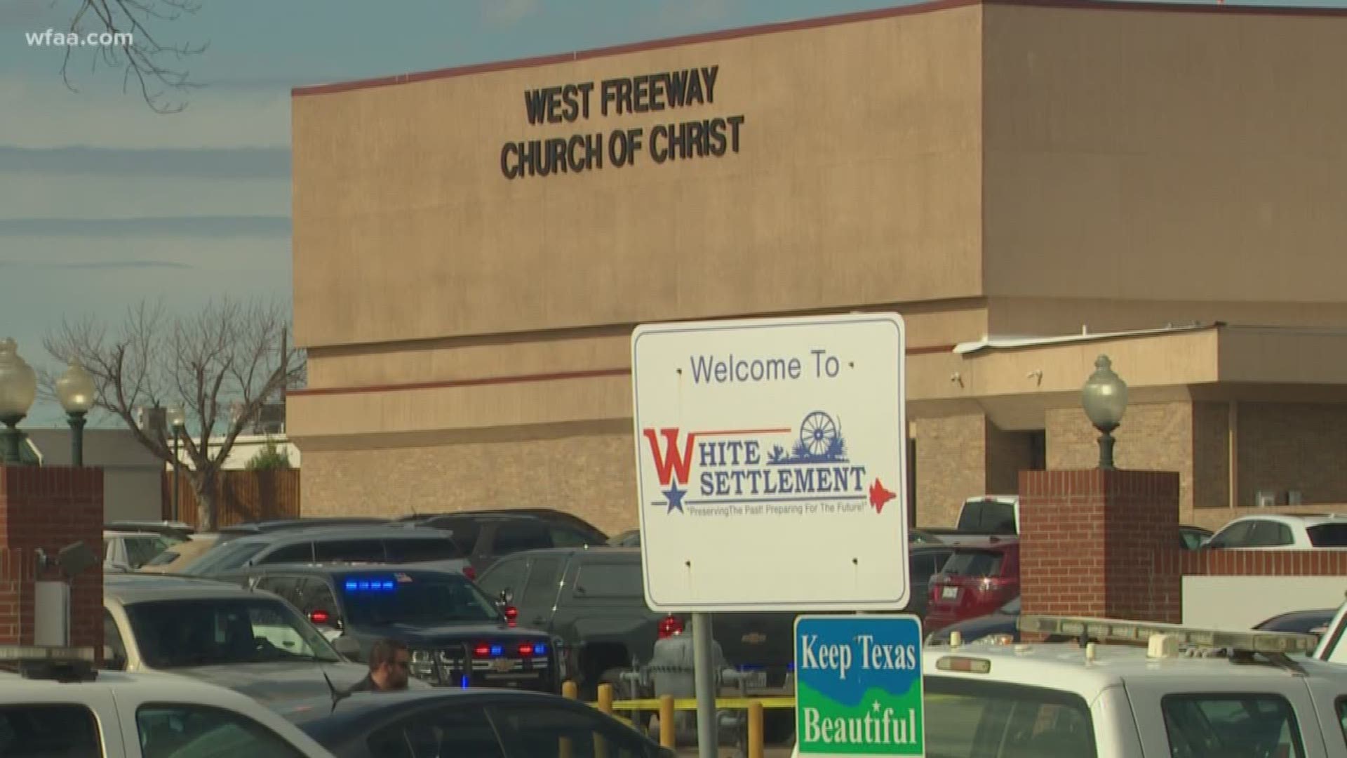 Police say congregants shot and killed a man who opened fire in a church near Fort Worth, Texas.