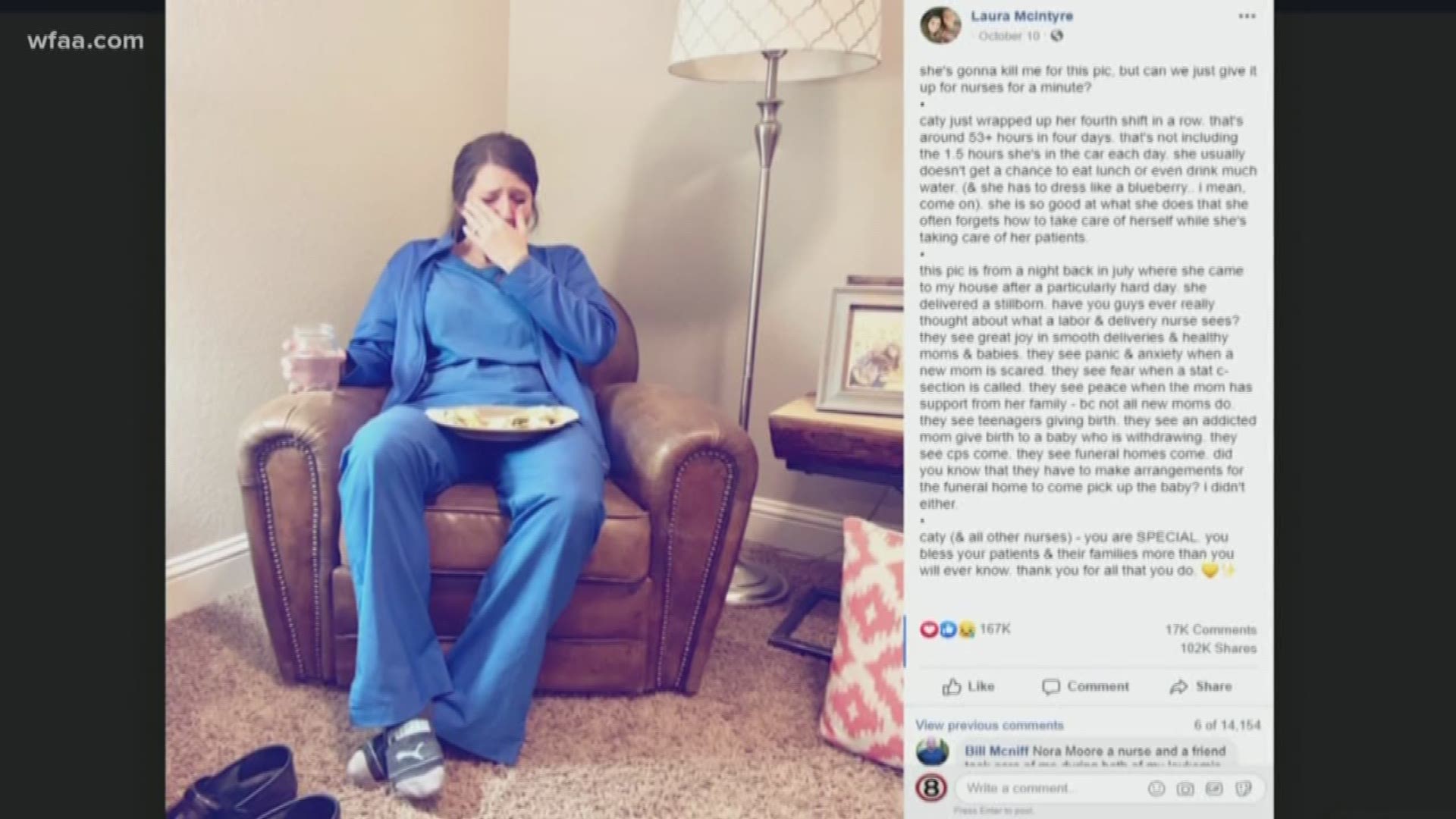 A photo of one North Texas nurse went viral this week after her sister shared it on Facebook. It's been shared more than 104,000 times.
