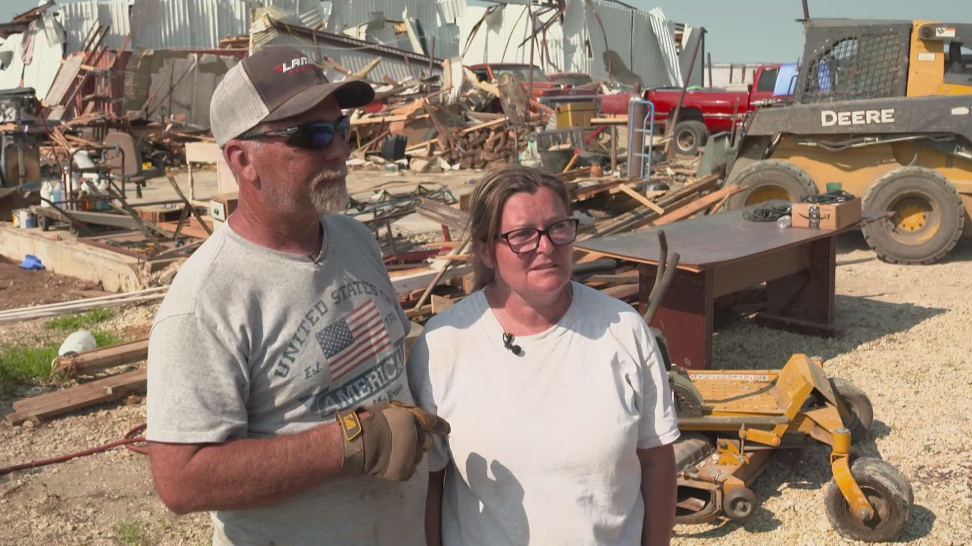 The Smith family sought shelter from the tornado in the family's bathtub. Their home and family farm they built over the last two decades is gone.