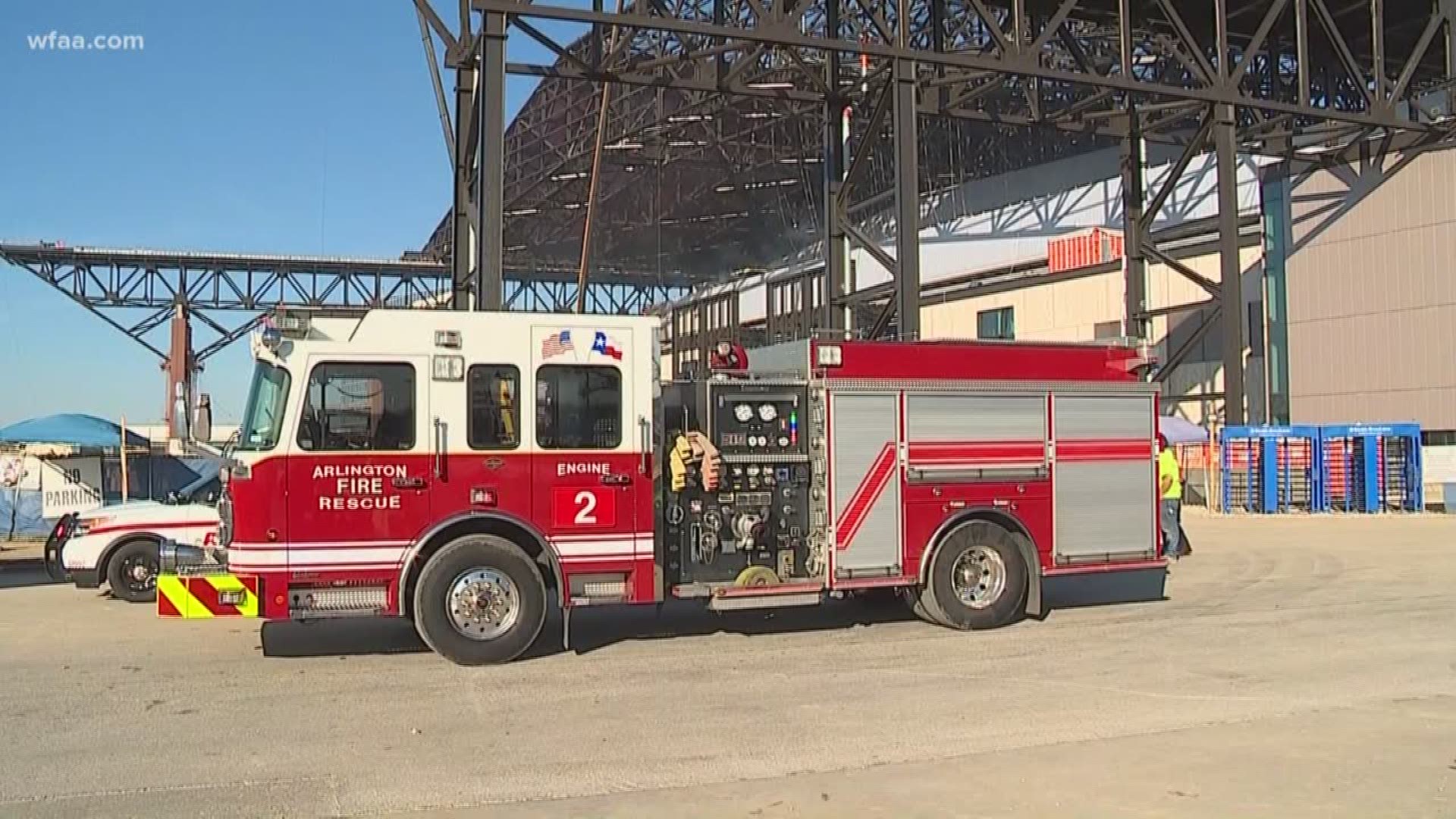 Investigators say a spark from a welder led to a fire Saturday afternoon at Globe Life Field.