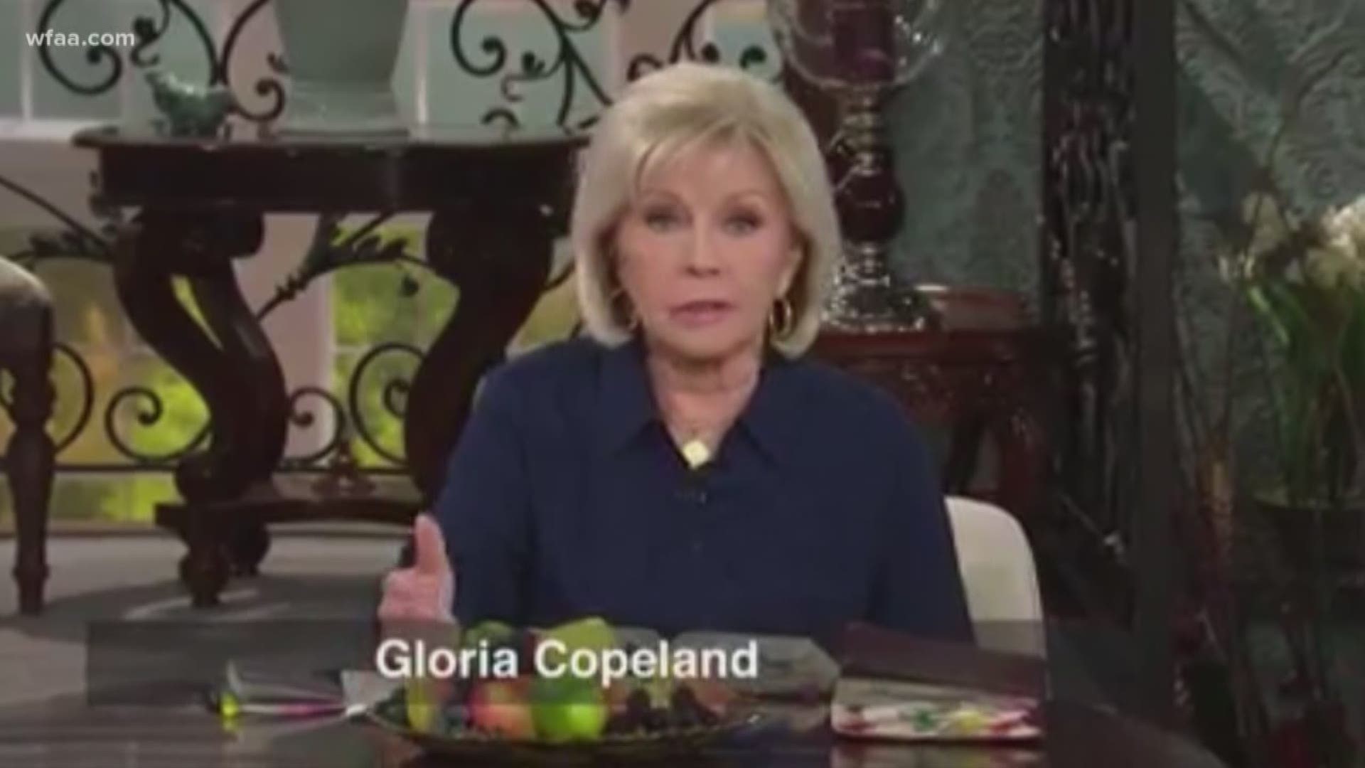 Gloria Copeland, wife of televangelist Kenneth Copeland, spoke to 1 million followers on her Facebook page Tuesday.