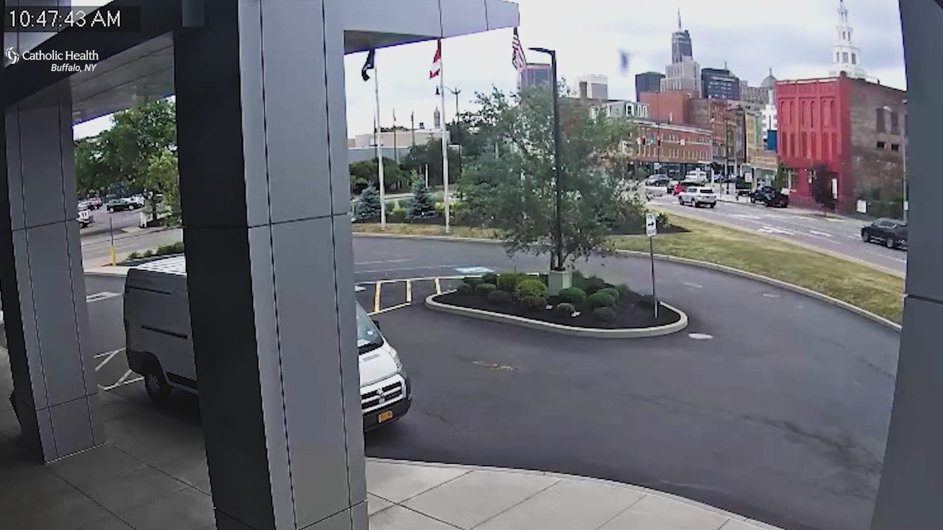 WATCH: Surveillance video shows moment building collapsed in downtown Buffalo.  Video courtesy: Catholic Health