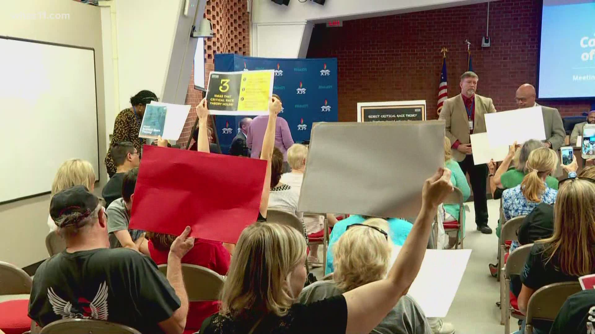 Even though critical race theory isn't taught in the district, a group disrupted Tuesday night's meeting voicing their opposition.
