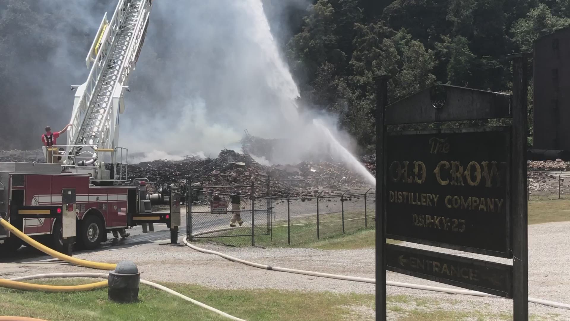 A 'major fire' broke out at a Jim Beam facility Tuesday night and crews are still working to put it out.