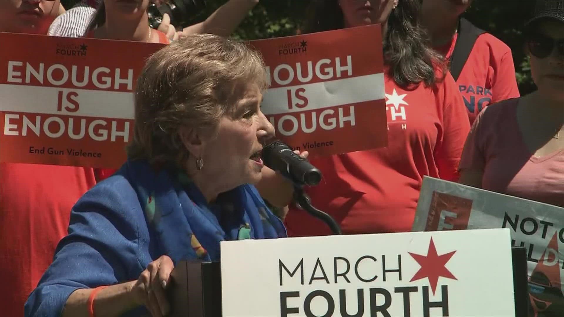 Families from Highland Park, Illinois, Uvalde, Texas, and elsewhere rally to demand action from Congress.