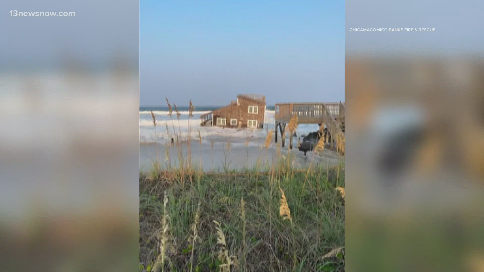 The collapse happened Friday evening at 23214 Corbina Drive, according to Cape Hatteras National Seashore officials.