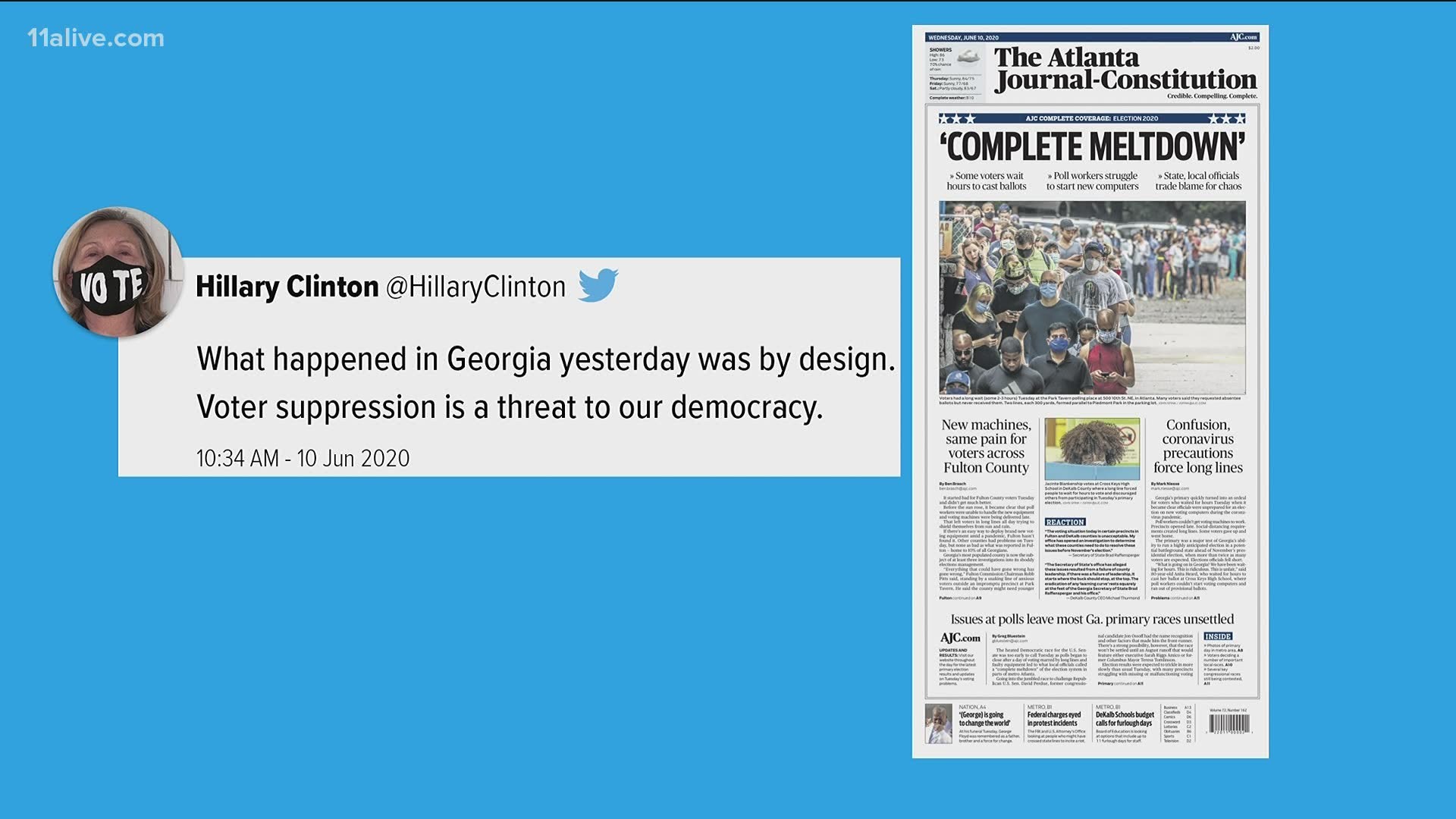 Clinton tweeted about the issues.
